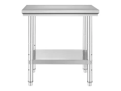 Mesa de Trabalho em Aço Inoxidável 60x76x80 cm, 2 Andares, para Preparação de Cozinha de Alimentos e Refeições, Hotéis, Escritórios, Hospitais^ Móvel De Arrumação