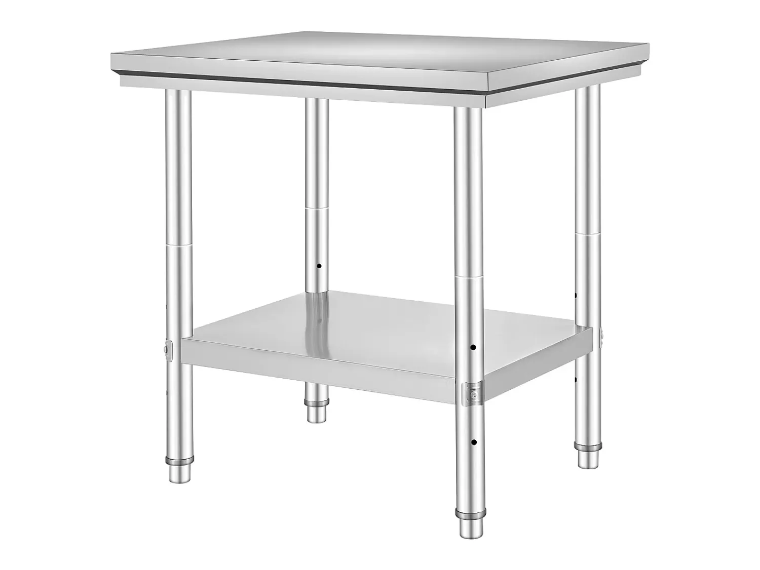 Mesa de Trabalho em Aço Inoxidável 60x76x80 cm, 2 Andares, para Preparação de Cozinha de Alimentos e Refeições, Hotéis, Escritórios, Hospitais^ Móvel De Arrumação