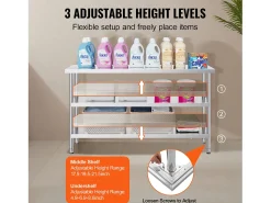Móvel De Arrumação| Mesa de Trabalho em Aço Inoxidável SucceBuy, 356 x 1524 x 864 mm, Mesa Comercial de Preparação para Cozinhas Prateado