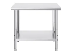 Mesa de Trabalho em Aço Inoxidável 60x90x80 cm, 2 Andares, para Preparação de Cozinha de Alimentos e Refeições, Hotéis, Escritórios, Hospitais^ Móvel De Arrumação