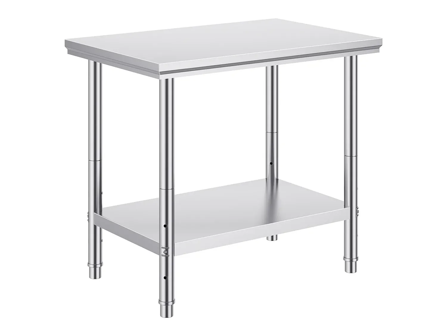 Mesa de Trabalho em Aço Inoxidável 60x90x80 cm, 2 Andares, para Preparação de Cozinha de Alimentos e Refeições, Hotéis, Escritórios, Hospitais^ Móvel De Arrumação