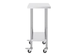 Mesa de Trabalho em Aço Inoxidável SucceBuy, 610 x 457 x 954,6 mm, Mesa Comercial de Preparação com 4 Rodízios Prateado