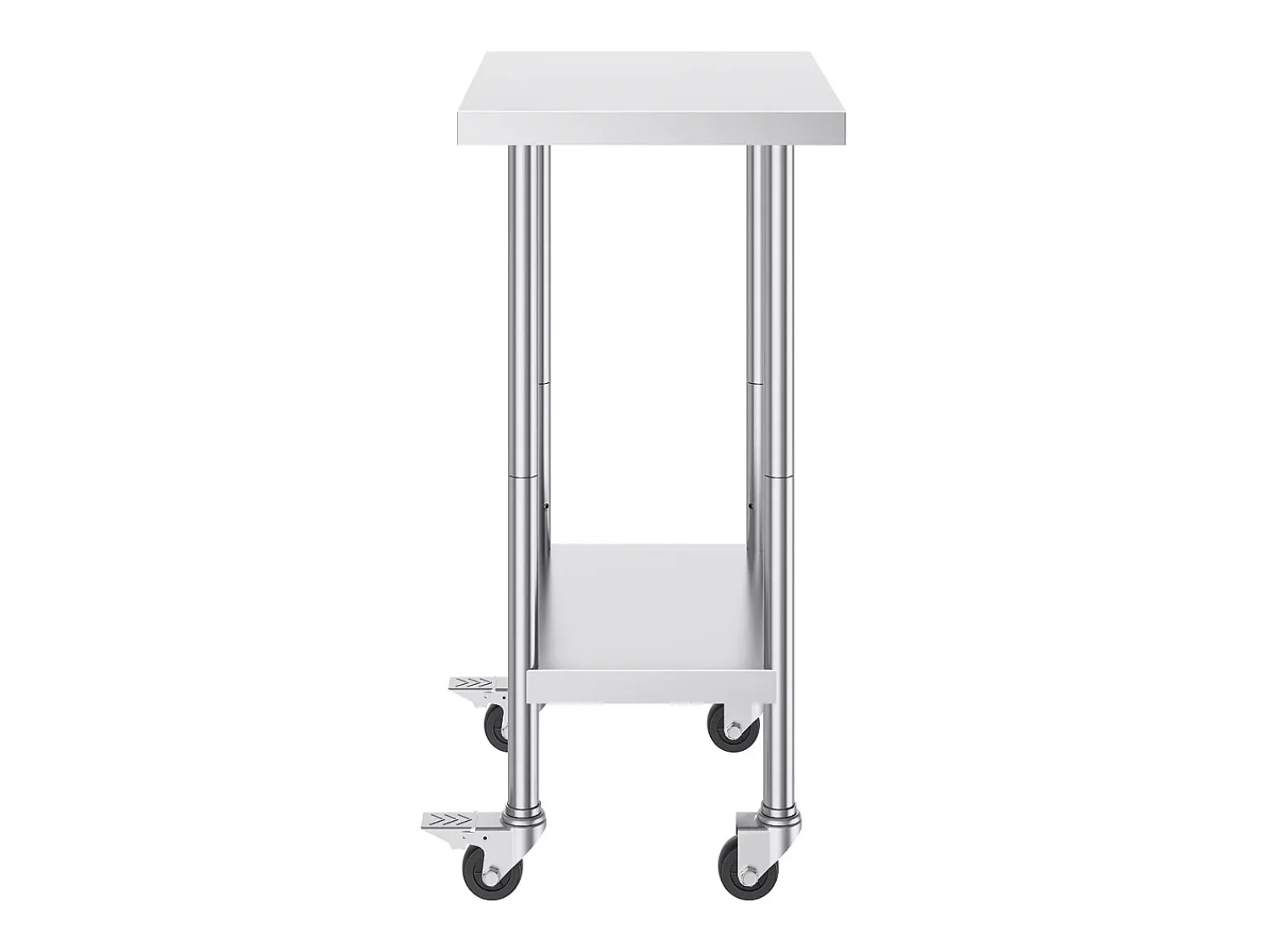 Mesa de Trabalho em Aço Inoxidável SucceBuy, 610 x 457 x 954,6 mm, Mesa Comercial de Preparação com 4 Rodízios Prateado
