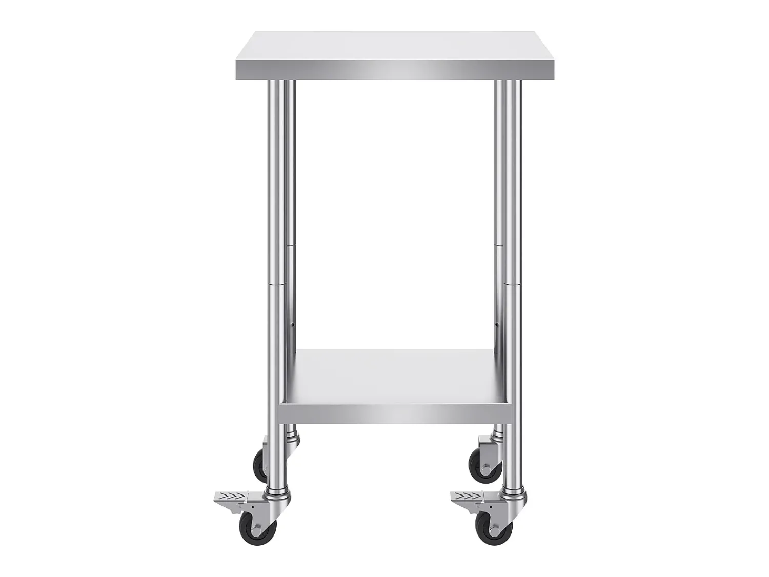 Mesa de Trabalho em Aço Inoxidável SucceBuy, 610 x 457 x 954,6 mm, Mesa Comercial de Preparação com 4 Rodízios Prateado