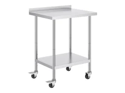 Móvel De Arrumação* Mesa de Trabalho SucceBuy Mesa de Trabalho em Aço Inoxidável 60.96 x 76.2 cm, Mesa de Preparação de Alimentos Comercial com Rodízios Prateado