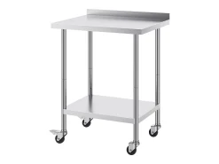 Móvel De Arrumação* Mesa de Trabalho SucceBuy Mesa de Trabalho em Aço Inoxidável 60.96 x 76.2 cm, Mesa de Preparação de Alimentos Comercial com Rodízios Prateado