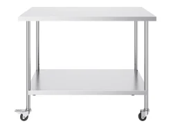 Hot Mesa de Trabalho SucceBuy Mesa de Trabalho em Aço Inoxidável 76.2 x 121.92 cm, Mesa de Preparação Comercial com 4 Rodízios Prateado