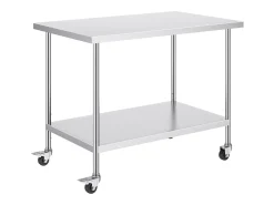 Hot Mesa de Trabalho SucceBuy Mesa de Trabalho em Aço Inoxidável 76.2 x 121.92 cm, Mesa de Preparação Comercial com 4 Rodízios Prateado