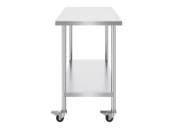 Hot Mesa de Trabalho SucceBuy Mesa de Trabalho em Aço Inoxidável 76.2 x 121.92 cm, Mesa de Preparação Comercial com 4 Rodízios Prateado