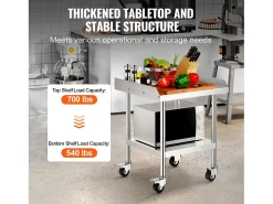 Móvel De Arrumação* Mesa de Trabalho SucceBuy Mesa de Trabalho em Aço Inoxidável 60.96 x 60.96 cm, Mesa de Preparação de Alimentos Comercial para Serviços Pesados Prateado