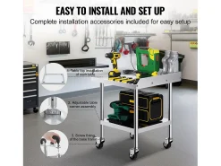 Móvel De Arrumação* Mesa de Trabalho SucceBuy Mesa de Trabalho em Aço Inoxidável 60.96 x 60.96 cm, Mesa de Preparação de Alimentos Comercial para Serviços Pesados Prateado