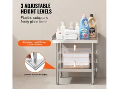 Móvel De Arrumação| Mesa de Trabalho SucceBuy Mesa de Trabalho em Aço Inoxidável 60.96 x 60.96 cm, Mesa de Preparação de Alimentos para Restaurante Prateado