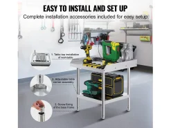 Móvel De Arrumação| Mesa de Trabalho SucceBuy Mesa de Trabalho em Aço Inoxidável 60.96 x 60.96 cm, Mesa de Preparação de Alimentos para Restaurante Prateado