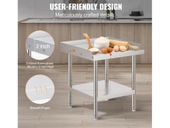 Móvel De Arrumação| Mesa de Trabalho SucceBuy Mesa de Trabalho em Aço Inoxidável 60.96 x 60.96 cm, Mesa de Preparação de Alimentos para Restaurante Prateado