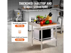 Móvel De Arrumação| Mesa de Trabalho SucceBuy Mesa de Trabalho em Aço Inoxidável 60.96 x 60.96 cm, Mesa de Preparação de Alimentos para Restaurante Prateado