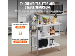 Móvel De Arrumação| Mesa de Trabalho SucceBuy Mesa de Trabalho em Aço Inoxidável 45.7 x 91.4 cm, Mesa de Preparação de Alimentos para Cozinha Comercial Prateado