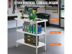 Móvel De Arrumação| Mesa de Trabalho SucceBuy Mesa de Trabalho em Aço Inoxidável 45.7 x 91.4 cm, Mesa de Preparação de Alimentos para Cozinha Comercial Prateado