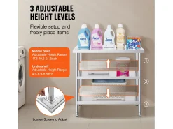 Móvel De Arrumação| Mesa de Trabalho SucceBuy Mesa de Trabalho em Aço Inoxidável 45.7 x 91.4 cm, Mesa de Preparação de Alimentos para Cozinha Comercial Prateado