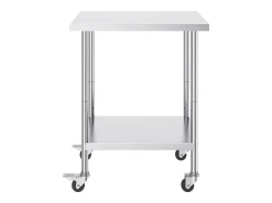 Móvel De Arrumação| Mesa de Trabalho SucceBuy Mesa de Trabalho em Aço Inoxidável 60.96 x 76.2 cm, Mesa de Preparação Comercial com 4 Rodízios Prateado