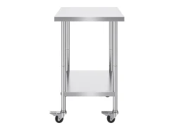 Móvel De Arrumação| Mesa de Trabalho SucceBuy Mesa de Trabalho em Aço Inoxidável 60.96 x 76.2 cm, Mesa de Preparação Comercial com 4 Rodízios Prateado