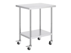 Móvel De Arrumação| Mesa de Trabalho SucceBuy Mesa de Trabalho em Aço Inoxidável 60.96 x 76.2 cm, Mesa de Preparação Comercial com 4 Rodízios Prateado