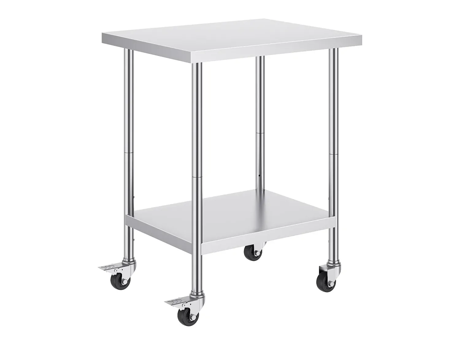 Móvel De Arrumação| Mesa de Trabalho SucceBuy Mesa de Trabalho em Aço Inoxidável 60.96 x 76.2 cm, Mesa de Preparação Comercial com 4 Rodízios Prateado