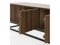 Mesa de TV 3 portas em madeira de manga maciça e base metálica^ Móvel De Tv