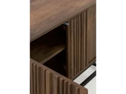 Mesa de TV 3 portas em madeira de manga maciça e base metálica^ Móvel De Tv