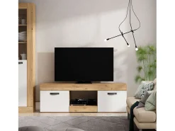 Mesa de TV Argos 2 Natural 2 Portas Sala de Jantar Moderna 49x150x40 cm^ Móvel De Tv