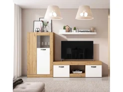 Mesa de TV Argos 2 Natural 2 Portas Sala de Jantar Moderna 49x150x40 cm^ Móvel De Tv