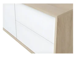 Móvel De Tv*Loungitude Mesa de TV Brooklyn em carvalho canadense e Nordic Artik White, 47x130x41 cm Natural claro