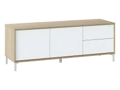 Móvel De Tv*Loungitude Mesa de TV Brooklyn em carvalho canadense e Nordic Artik White, 47x130x41 cm Natural claro
