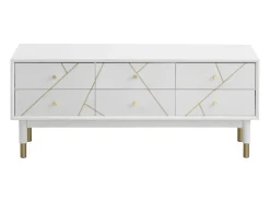 Móvel De Tv* Mesa de TV com 6 gavetas lacadas a Branco