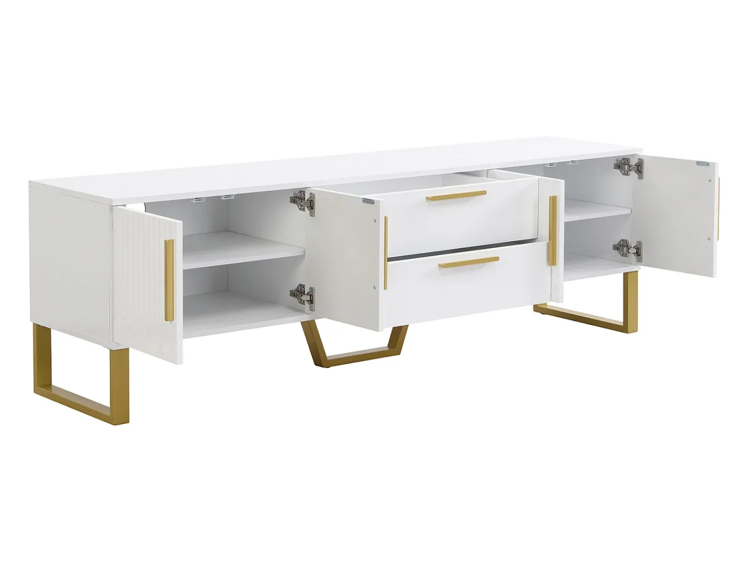 Mesa de TV com base, puxadores dourados, armário baixo para sala de estar com portas estruturadas esculpidas,^ Móvel De Tv