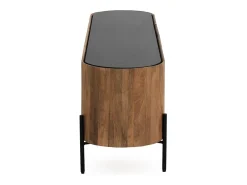 Móvel De Tv| Mesa de TV com forma elíptica 4 portas em madeira de manga maciça Natural claro