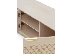 Mesa de TV de 3 portas folheada a carvalho com acabamento^ Móvel De Tv