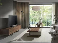Móvel De Tv*Angel Cerda Mesa de TV em nogueira e aço cromado 3045 Castanho