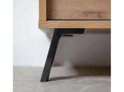 New Mesa de TV Kamet com 2 portas de correr, carvalho dourado industrial, 52x160x40 cm Preto