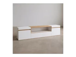 duehome Mesa de TV Kavos Blanco - Roble Arena^ Móvel De Tv