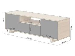 duehome Mesa de TV Lino Roble Canadian - Antracita^ Móvel De Tv