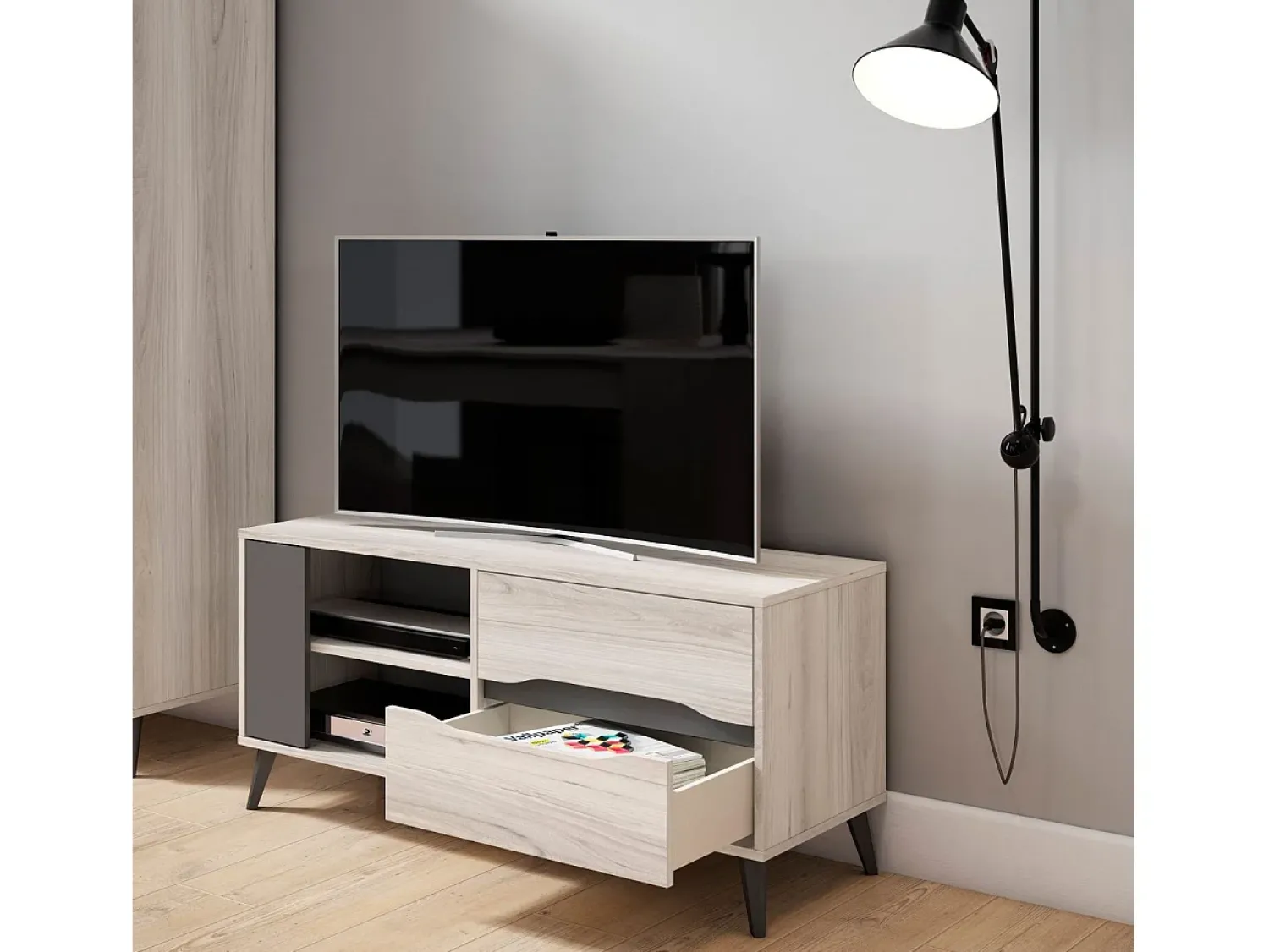 Móvel De Tv*duehome Mesa de TV Lizz 110 Grayish - Antracita Multicor