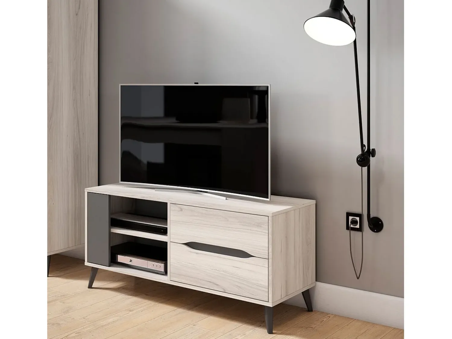 Móvel De Tv*duehome Mesa de TV Lizz 110 Grayish - Antracita Multicor