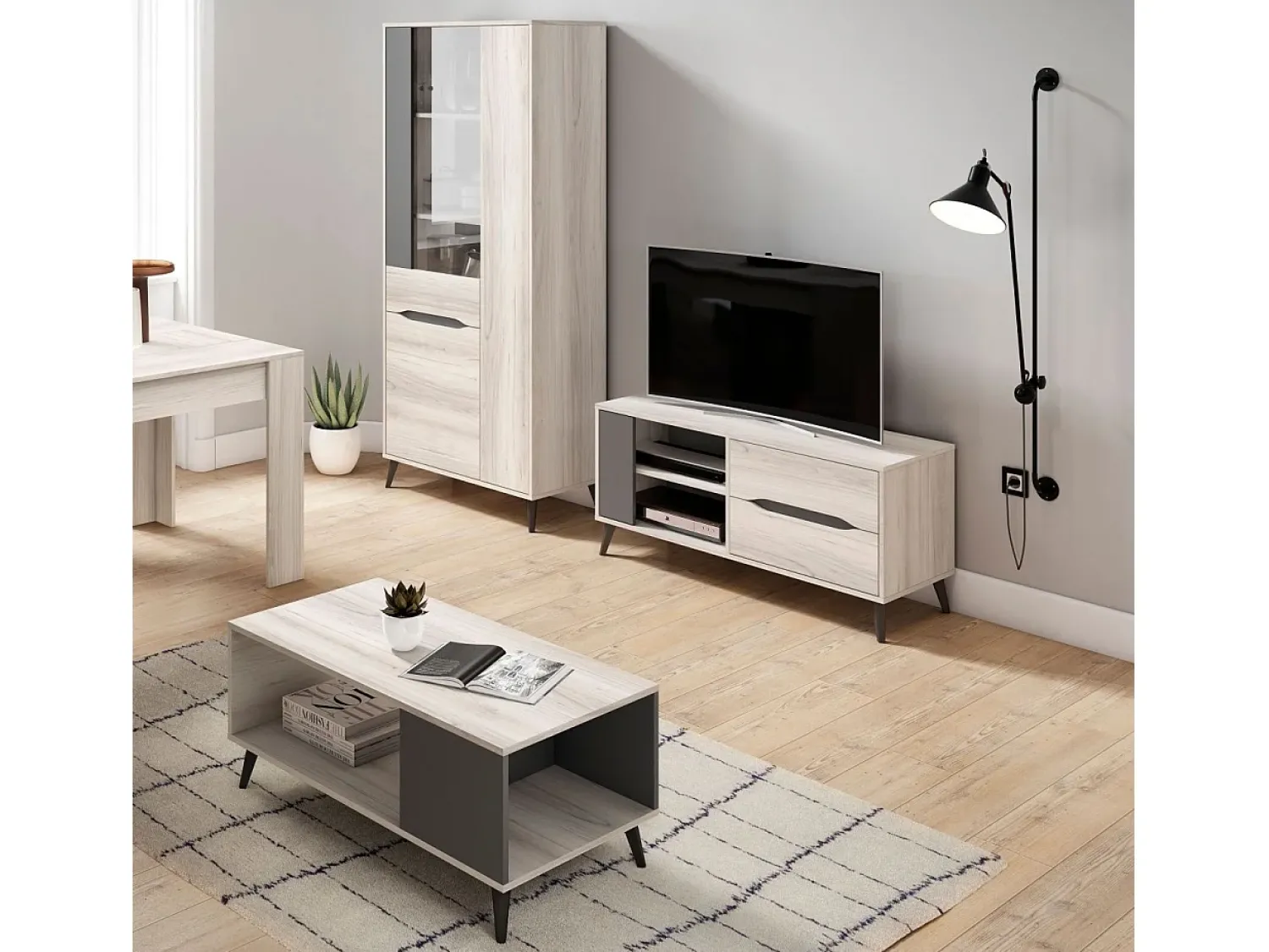 Móvel De Tv*duehome Mesa de TV Lizz 110 Grayish - Antracita Multicor