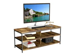 Móvel De Tv* Mesa de TV para sala de estar com 2 prateleiras, madeira clara/preta, 110x45x40 cm Preto / Natural claro