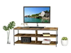 Móvel De Tv* Mesa de TV para sala de estar com 2 prateleiras, madeira clara/preta, 110x45x40 cm Preto / Natural claro