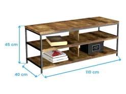 Móvel De Tv* Mesa de TV para sala de estar com 2 prateleiras, madeira clara/preta, 110x45x40 cm Preto / Natural claro