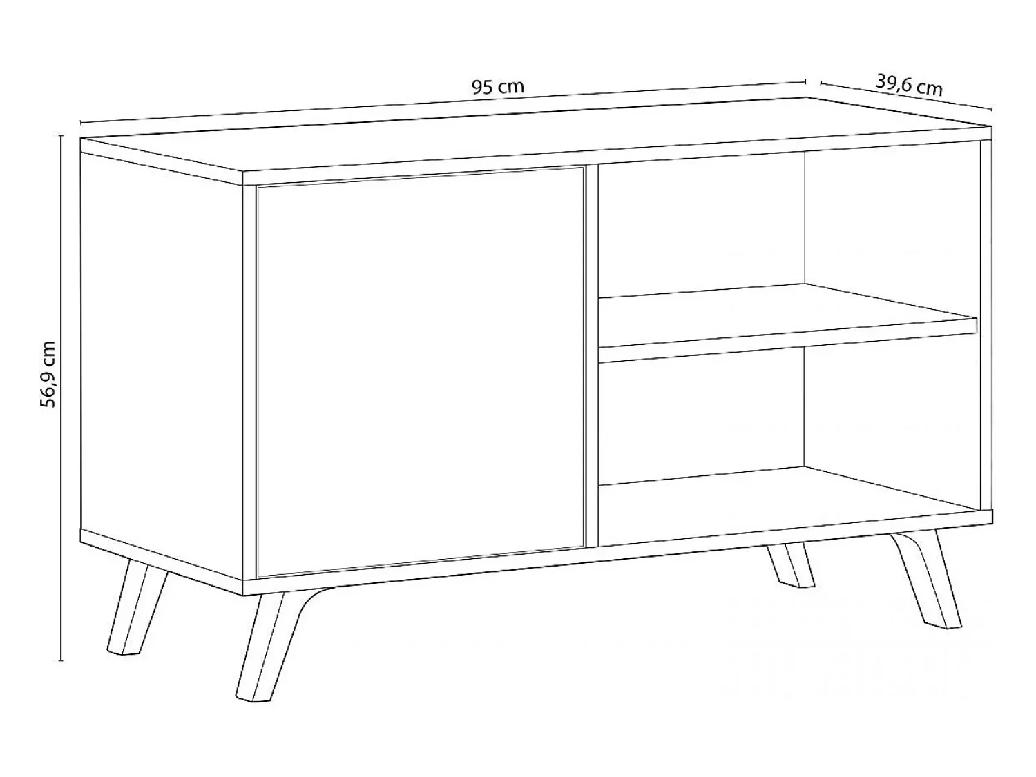 duehome Mesa de TV Wind 100 Gris cemento - Blanco mate Castanho