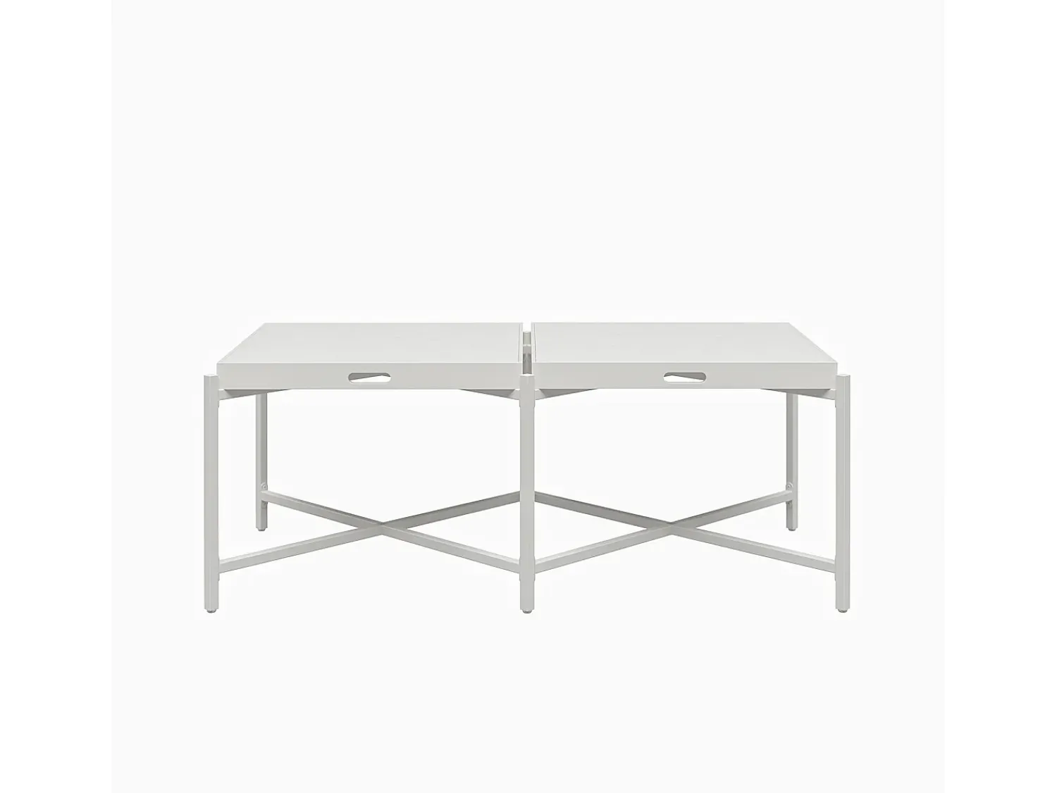Mesa De Centro*Dorel Home Mesa decorativa com 1 porta em metal taupe Branco