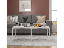 Mesa De Centro*Dorel Home Mesa decorativa com 1 porta em metal taupe Branco