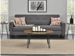 Mesa De Centro|Dorel Home Mesa decorativa em aglomerado de madeira de carvalho claro - estrutura Castanho